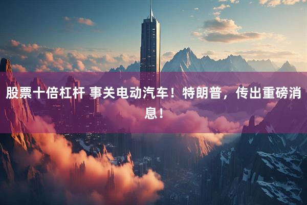 股票十倍杠杆 事关电动汽车！特朗普，传出重磅消息！