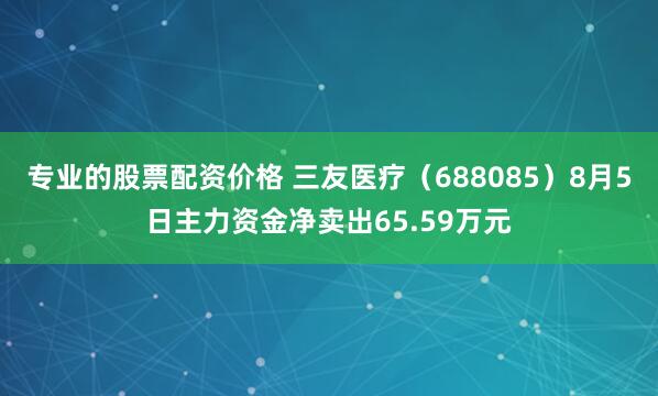 专业的股票配资价格 三友医疗（688085）8月5日主力资金净卖出65.59万元